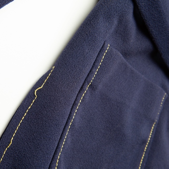 Vintage 70s Blue Leisure Jacket Shirt Blazer Button Down Pockets Polyester S/M - Picture 10 of 14